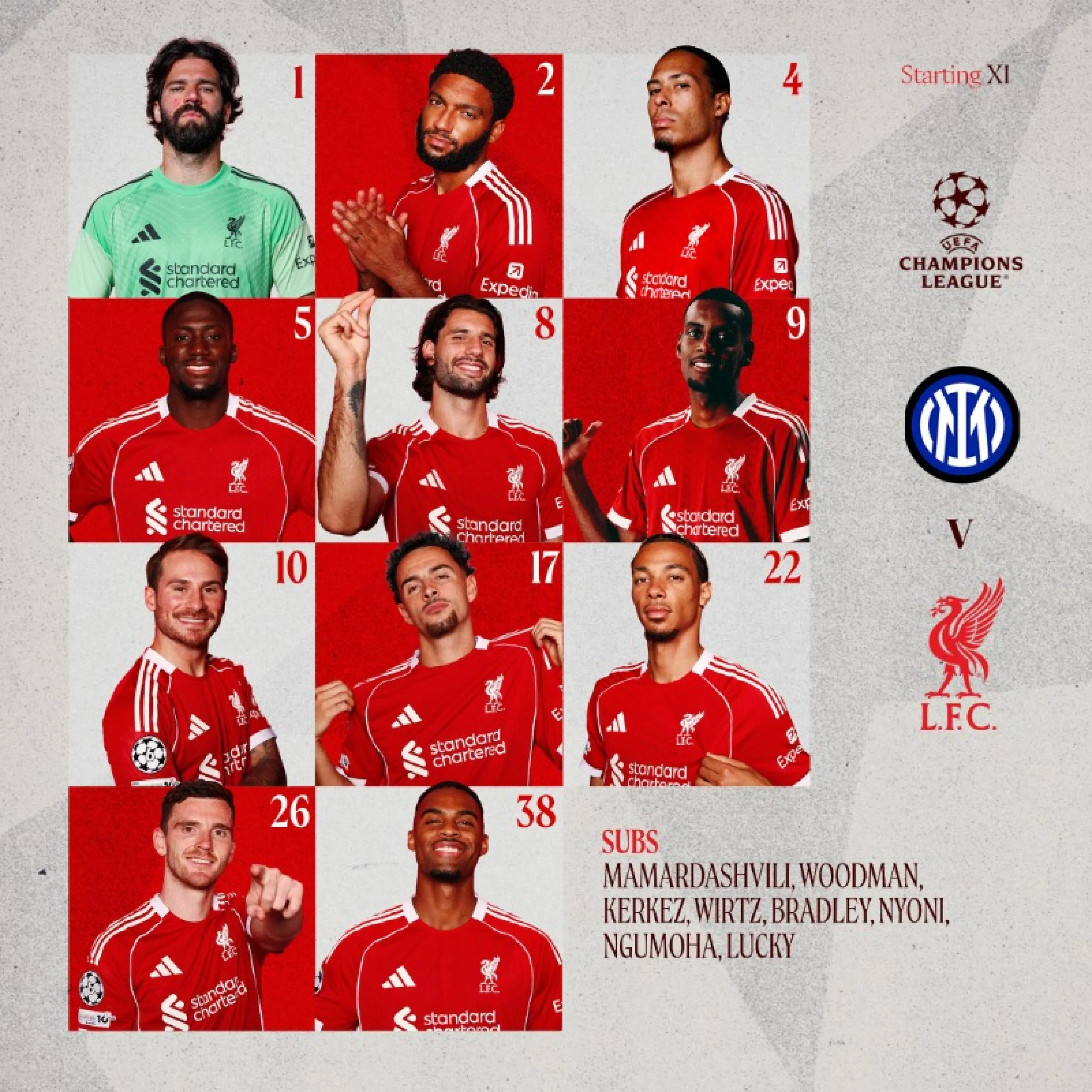 La alineación via @LFC en X